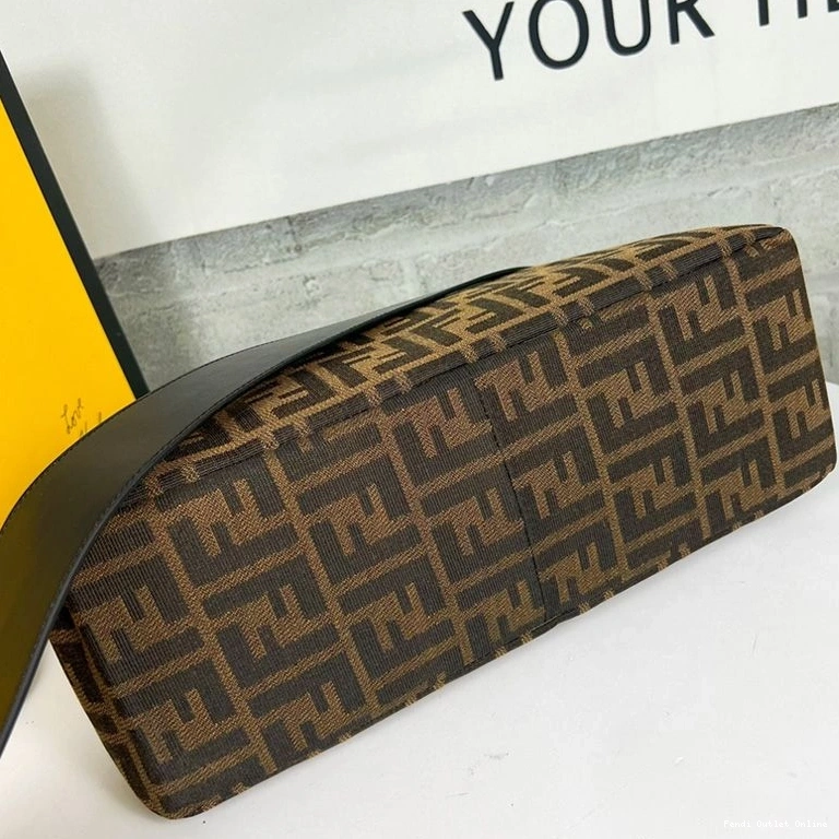 Affordable Bag In O'Lock Fabric Zip Brown Motif Shoulder FF Fendi 0820